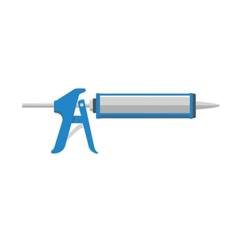 Blue caulking gun with sealant tube a construction tool for repair isolated on white. vector