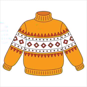 Autumn clothing set with sweaters, scarves, socks and warm accessories. Cozy fall outfits and hand drawn flat cartoon illustration ideal for seasonal themes vector