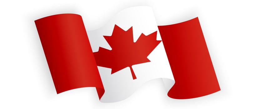 Waving Canadian National Flag with Red Maple Leaf on White and Red Background. Canada Day Celebration. Patriotic Design for Banner, Postcard, Poster vector