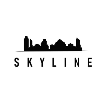 Cityscape logo design with tall building showing minimalist city view as a symbol of urban template design vector