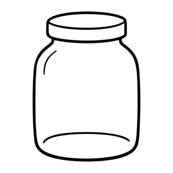 Glass Jar black and white icon clean line art, doodle style. Ideal for logo, tattoo, app, colouring book, web design, infographics, banner, poster, and more. illustration vector
