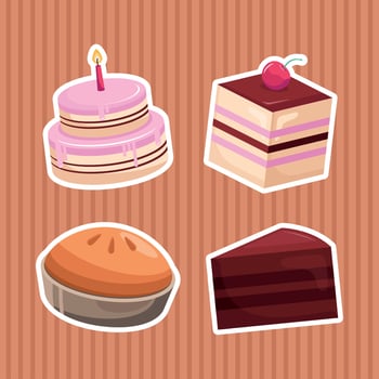 Collection of colorful desserts and pastries vector