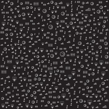 Minimalist Line Basketball Icons Seamless Pattern for Sport Poster and Background Design vector