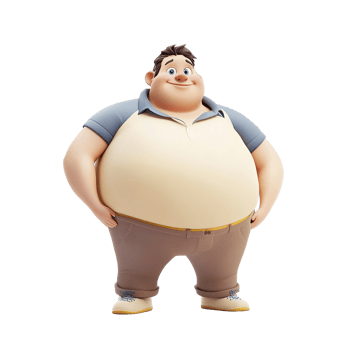 Cartoon character with a friendly expression isolated on a transparent background. png