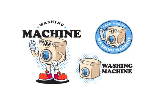 Cartoon washing machine character design vector