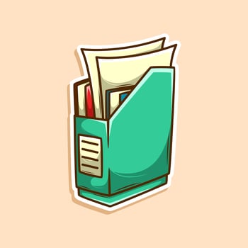Bright green file organizer with papers vector