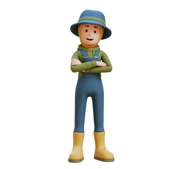 3D muslim female Farmer Character standing confident with arms crossed png