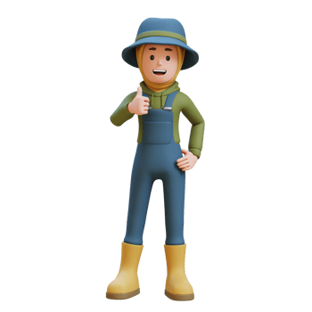 3D muslim female Farmer Character gives a thumbs up png