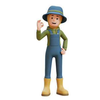 3D muslim female Farmer Character gives an okay hand sign png
