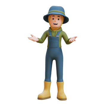 3D muslim female Farmer Character in talk and presenting gesture png