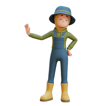 3D muslim female Farmer Character giving refuse and negative rejection gesture png
