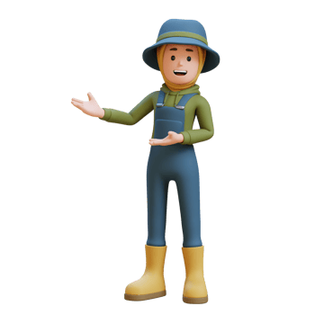 3D muslim female Farmer Character in pointing and presenting gesture png