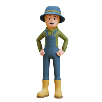 3D muslim female Farmer Character standing confident with hands on hips png