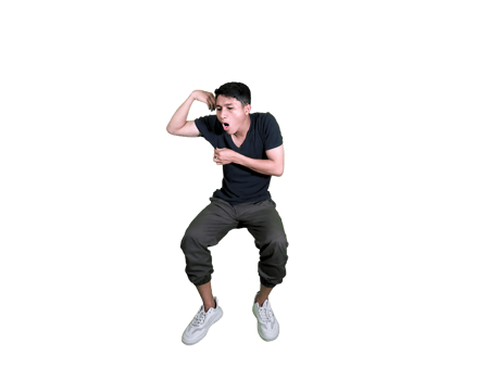 Man in Black Shirt Makes Funny Face While Smelling Underarm png