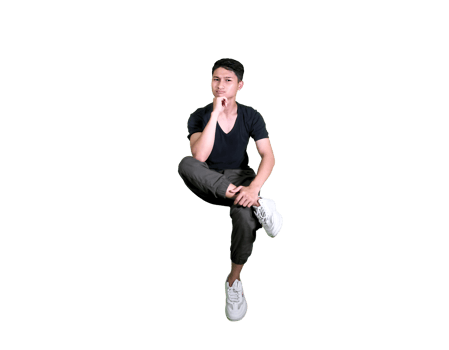 Full Body Portrait of a Reflective Man Sitting Indoors png