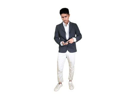 Modern Young Adult Concentrating While Holding Mobile Phone png