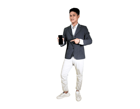 Young Male Model Using Mobile Phone While Smiling png