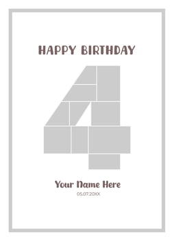 Minimalist design photo collage for 4 year old for wall decoration or birthday greetings vector