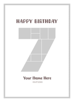 Minimalist design photo collage for 7 year old for wall decoration or birthday greetings vector