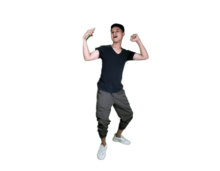 Happy Casual Man Standing with Phone in Hand png