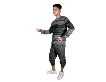 Confident Handsome Man Pointing and Presenting Something png