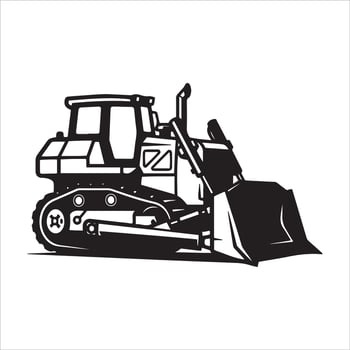 Heavy construction bulldozer with front loader and tracks vector