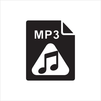 Black and white icon representing an mp3 audio file vector