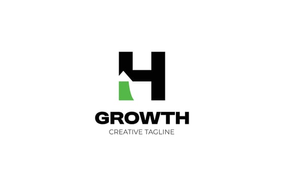 Letter H minimalist growth with arrow up vector
