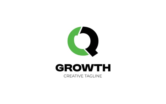 Letter Q minimalist growth with arrow up vector