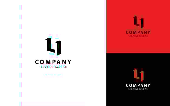 Letter U 3D logo design with isometric top-left view for your brand vector