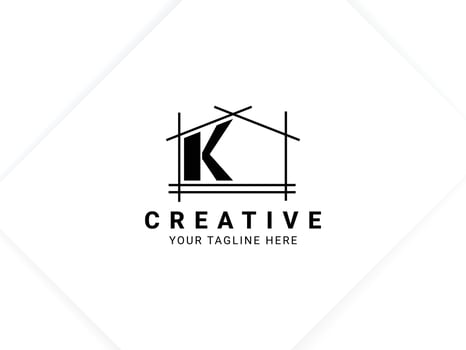 Letter K architect logo with house for architecture and construction company vector