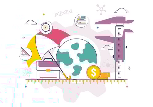 Earth with measurement tools and money vector