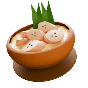 3D Kolak Dessert with Banana Slices and Coconut Milk png