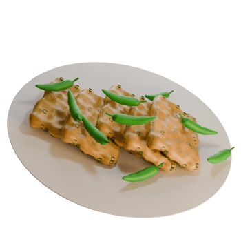 Traditional Javanese Mendoan Tempeh Dish in 3D Style png