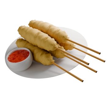 3D Indonesian Street Snack Telur Gulung with Chili Sauce png