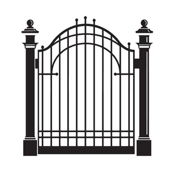 Ornate black gate illustration isolated on white background for design and architectural projects vector