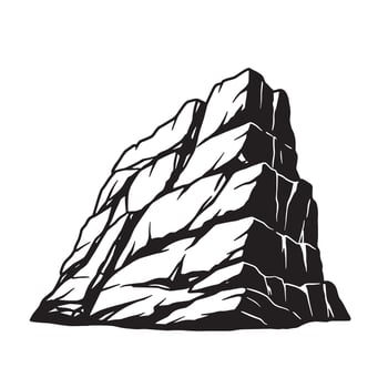 Isolated black and white illustration of a mountain range representing nature and adventure vector