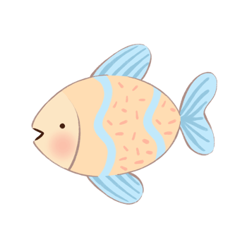 fish cartoon character in flat style with decorations pastel ocean themed illustration png