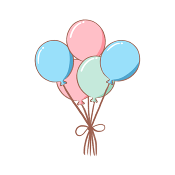 balloon cartoon character in flat kawaii style with decorations for party or birthday theme png