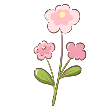flower cartoon illustration with decorations in flat cute style for nature and floral themes png