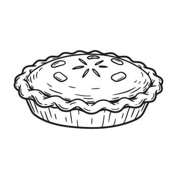 Hand Drawn Pie With Fluted Crust And Star Vent pastry dessert vector