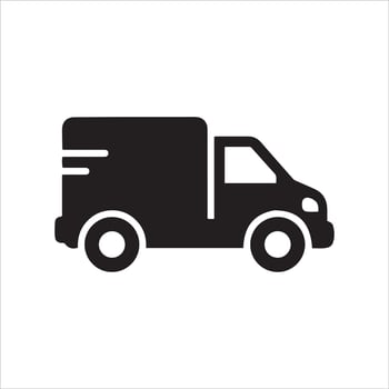 Simple black silhouette of a delivery truck vector