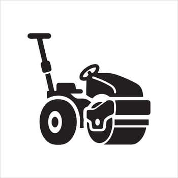 Black silhouette of a compact road roller machine vector