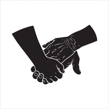 Two hands clasped in solidarity and support vector