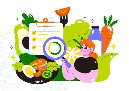 Illustration of food checklist and fresh ingredients vector