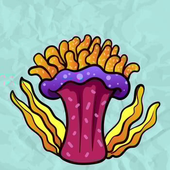 Brightly colored coral reef with sun rays shining through the water undersea plants, aquarium with seafloor vector