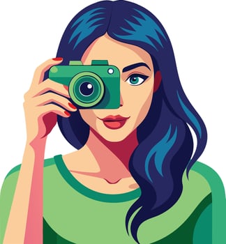 Woman with camera taking a picture vector