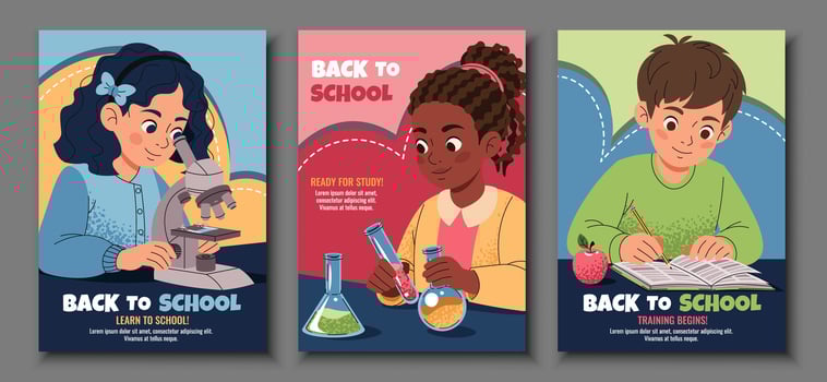 Students learning with science tools vector