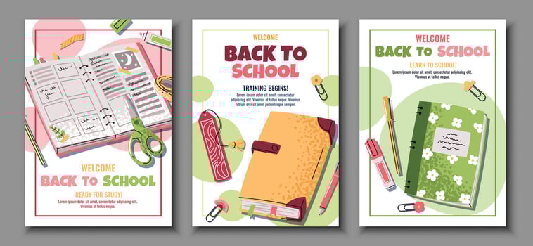 Back to school planners and supplies vector