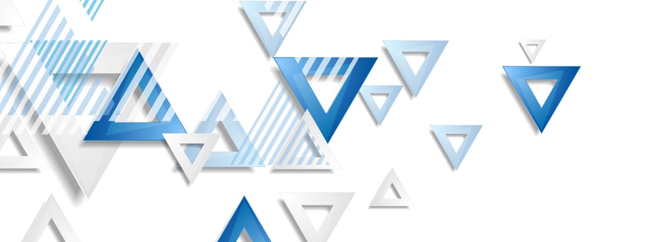 Hi-tech geometric abstract banner with paper blue and grey triangles vector